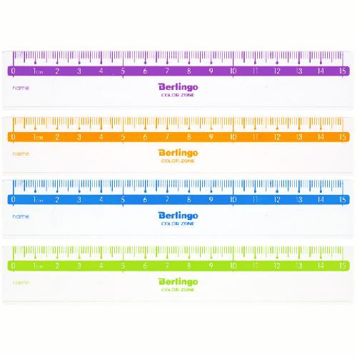 Линейка 15см Color Zone Berlingo  прозр PR_30115