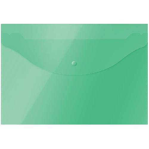 Папка-конверт на кнопке OfficeSpace формата А4, изготовлена из пластика толщиной 120мкм, зеленого цв