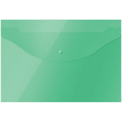 Папка-конверт на кнопке OfficeSpace формата А4, изготовлена из пластика толщиной 120мкм, зеленого цв